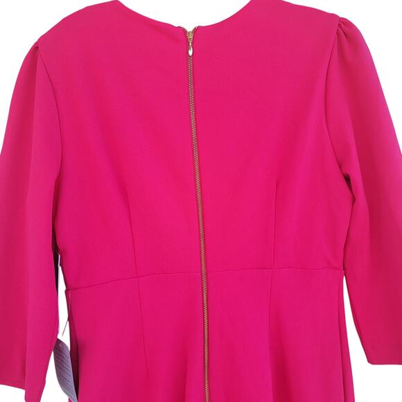 JULIA JORDAN 3/4 SLEEVE CASCADE RUFFLE DRESS SIZE 10 DRAGON FRUIT PINK - Picture 7 of 9